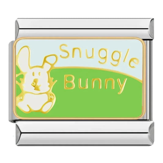 Snuggle Bunny Italian Silver Charm