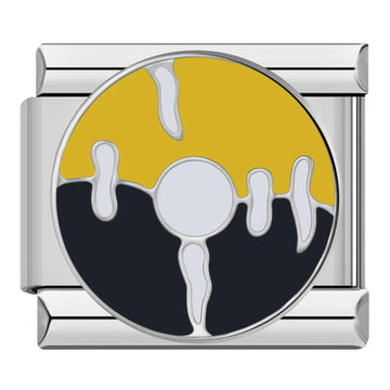 Black And Yellow Circle Italian Silver Charm