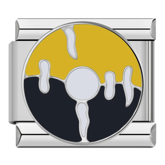 Black And Yellow Circle Italian Silver Charm