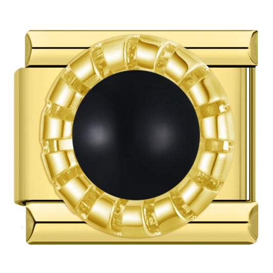 Black Stone Italian Gold Charm