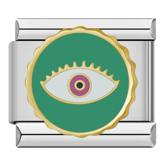 Green Eye Italian Silver Charm