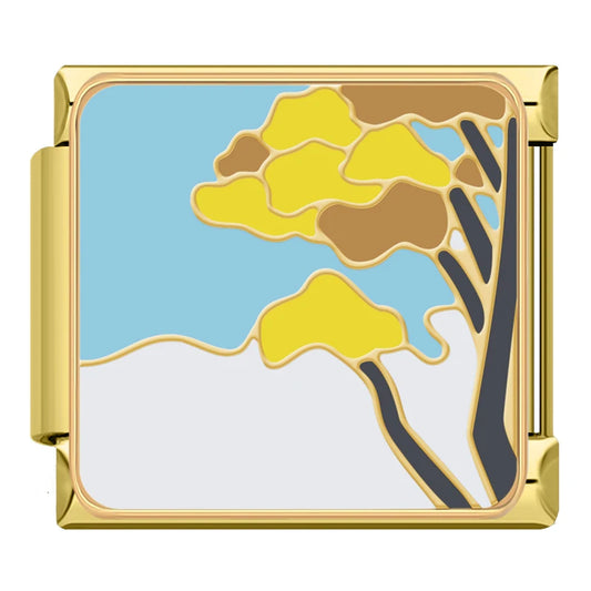 Golden Tree And Sky Italian Gold Charm