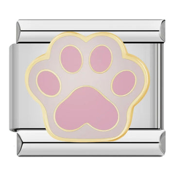 Pinkish-white Cat Paw Italian Silver Charm