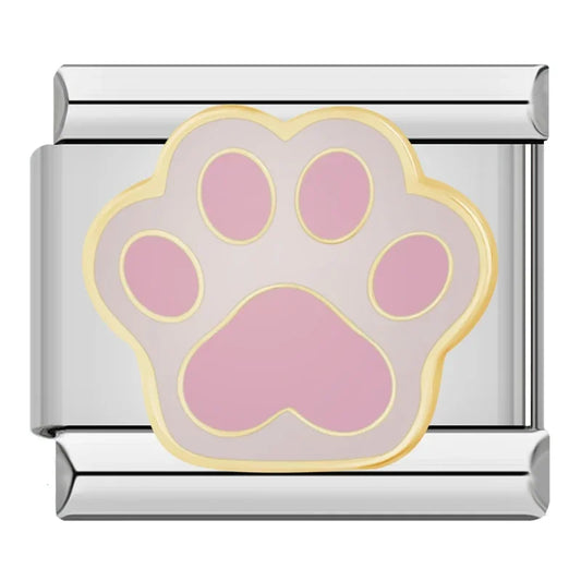 Pinkish-white Cat Paw Italian Silver Charm