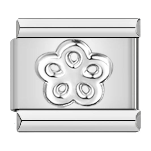 Aster Flower Italian Silver Charm