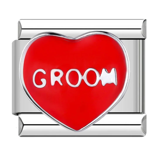 Groom Heart Italian Silver Charm