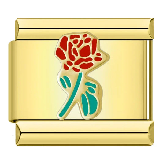 Rose Flower Italian Gold Charm