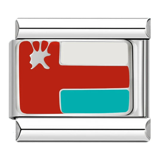 Oman Country Flag Italian Silver Charm