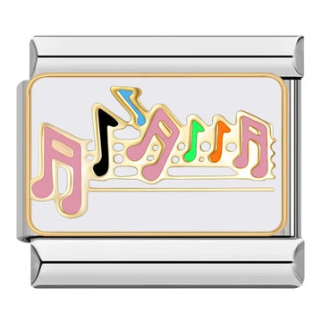 Colorful Music Notes Italian Silver Charm