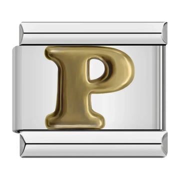 Alphabet Letter P Italian Silver Charm