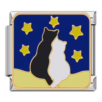 Wishful Cat Italian Silver Charm