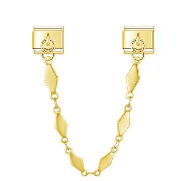 Diamond Safety Chain Italian Dangle Gold Charm