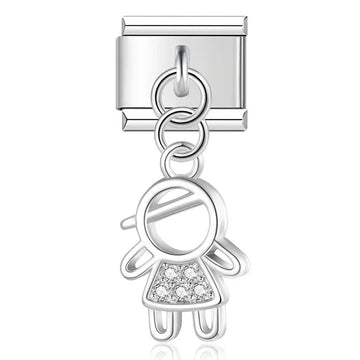 Crystal Girl v7 Italian Dangle Sliver Charm