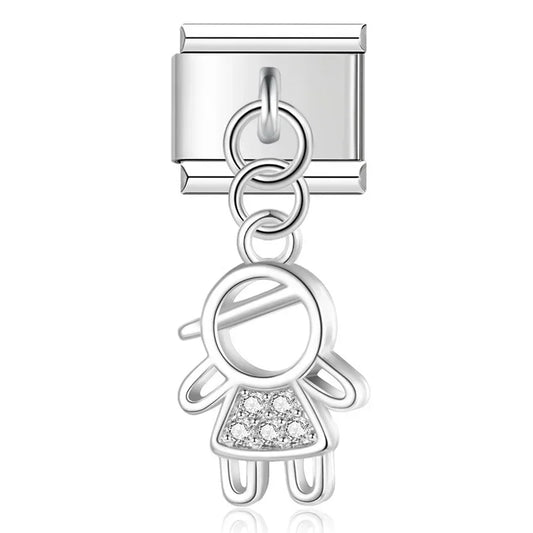 Crystal Girl v7 Italian Dangle Sliver Charm