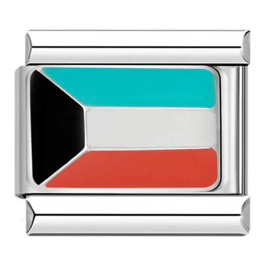 Kuwait Country Flag Italian Silver Charm
