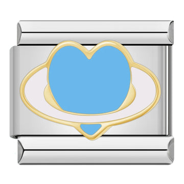Blue Heart Planet Italian Silver Charm