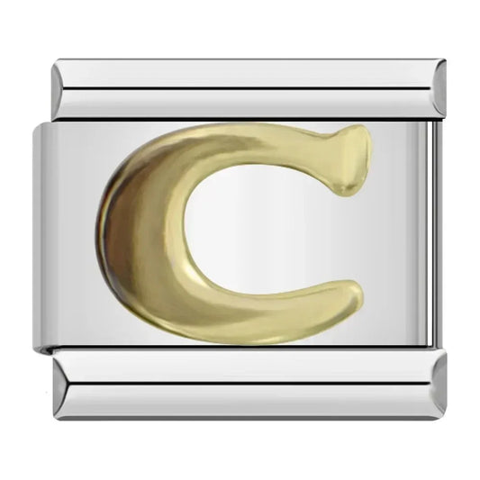 Alphabet Letter C Italian Silver Charm