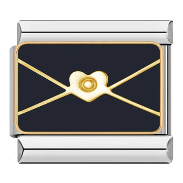 Black Letter Italian Silver Charm