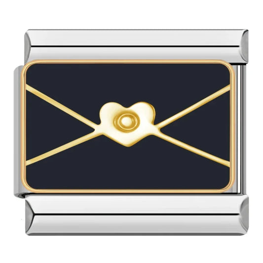 Black Letter Italian Silver Charm