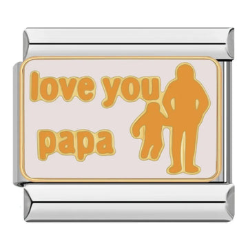 Love You Papa Italian Silver Charm