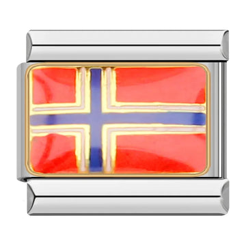 Norway Country Flag Italian Silver Charm