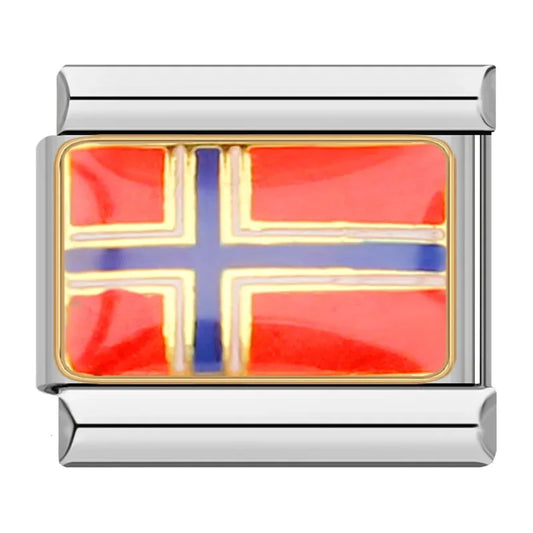 Norway Country Flag Italian Silver Charm