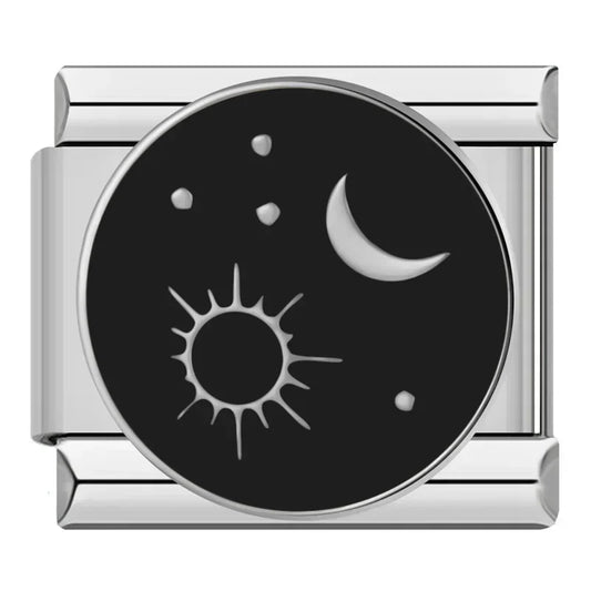Sun and Moon Italian Silver Charm