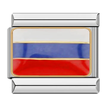 Russia Country Flag Italian Silver Charm