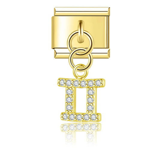 Gimini Zodiac Italian Gold Charm