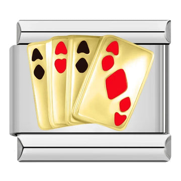 Gold Playing Car Italian Silver Charm