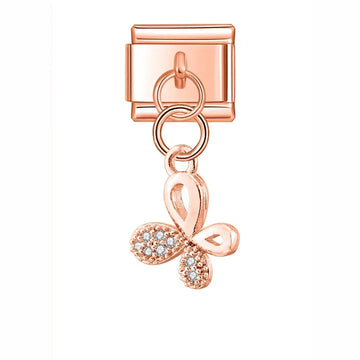 Four-leaf Clover Italian Dangle Rose Charm