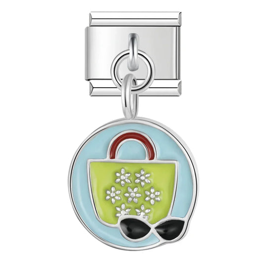 Tote with Sunglass Italian Dangle Silver Charm