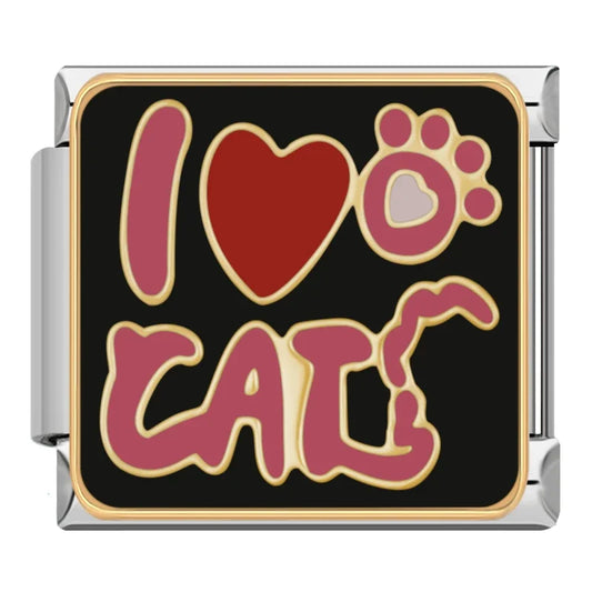 I Love Cat Italian Silver Charm