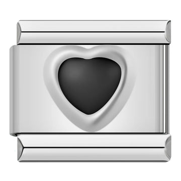 Black Heart Italian Silver Charm