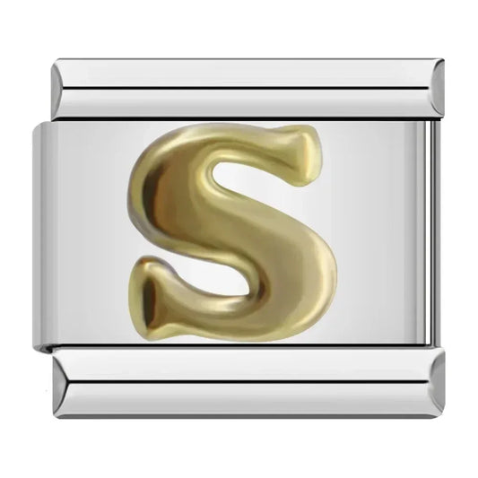 Alphabet Letter S Italian Silver Charm