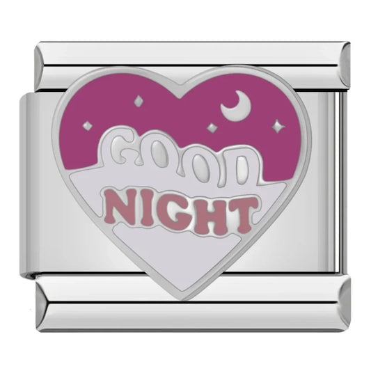 Good Night Heart Italian Silver Charm