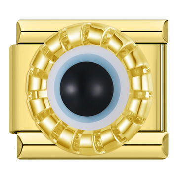 Framed Greek Evil Eye Italian Gold Charm