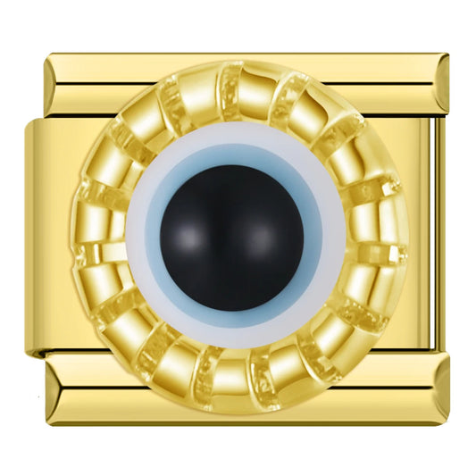 Framed Greek Evil Eye Italian Gold Charm