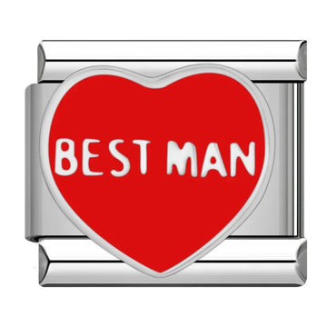 Best Men in Red Heart Italian Silver Charm