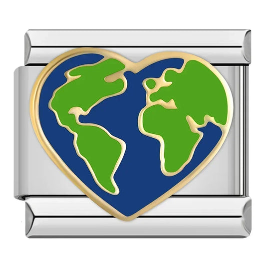 Heart Earth Italian Silver Charm