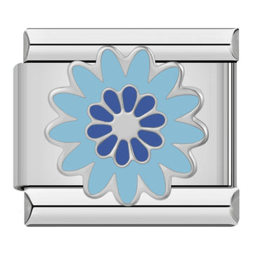Blue Daisy Flower Italian Silver Charm
