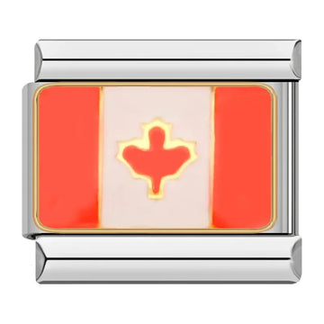 Canada Country Flag Italian Silver Charm