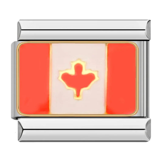 Canada Country Flag Italian Silver Charm