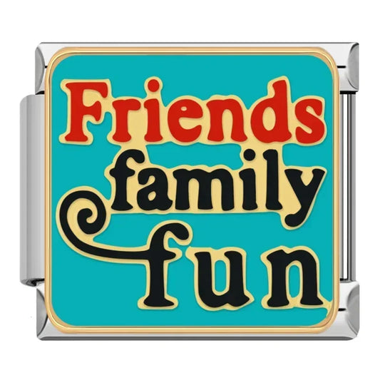Friends Family Fun Italian Silver Charm