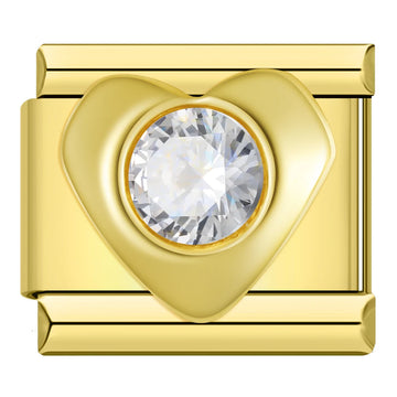 Diamond Heart Italian Gold Charm