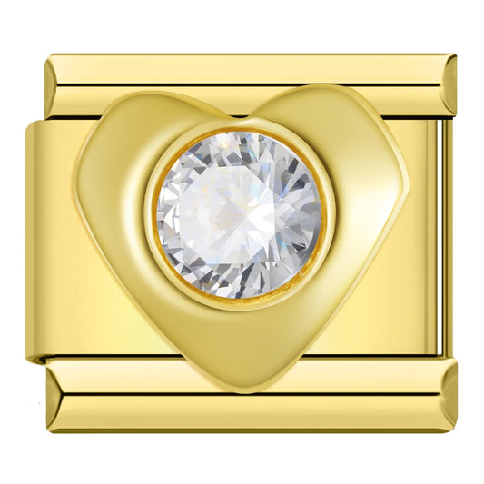 Diamond Heart Italian Gold Charm