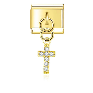 Cross v2 Gold Dangle Charm