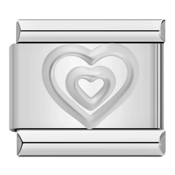 Embossed Double Heart Italian Silver Charm