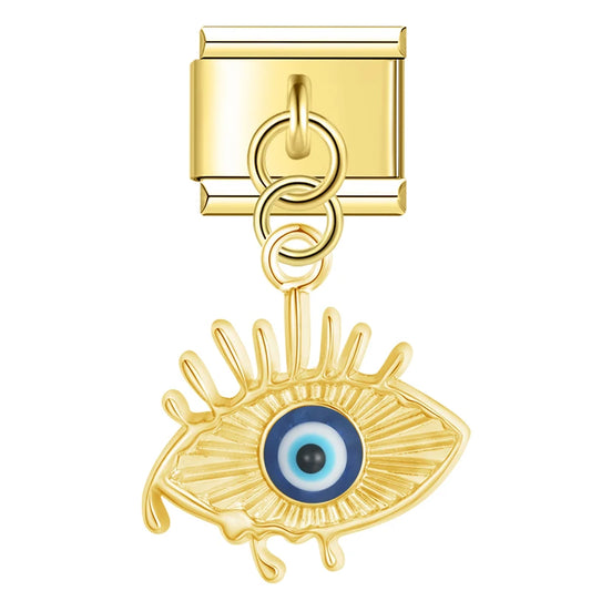 Evil Eye v12 Italian Dangle Gold Charm