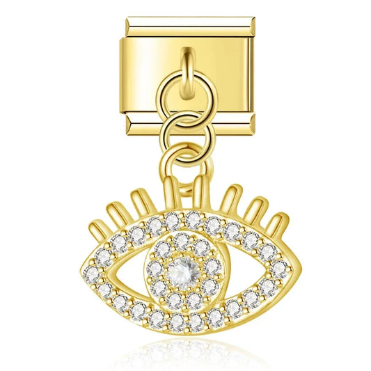 Glitter Eye Italian Dangle Gold Charm